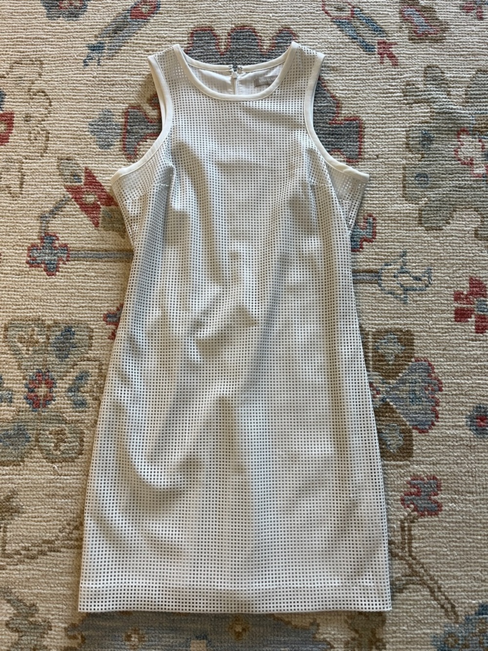 Banana Republic White Perforated Sleeveless Shift Dress